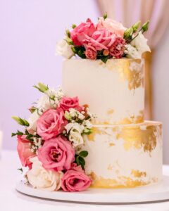 Gold Accent Wedding Cake