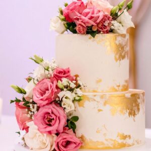 Gold Accent Wedding Cake
